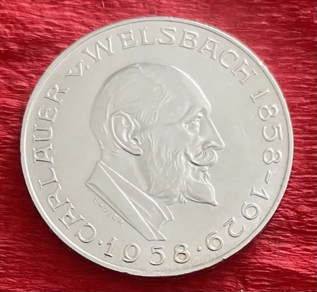 25 Schilling Österreich, 1958, 100. Gebutrstag Carl Auer von Welsbach, Silber