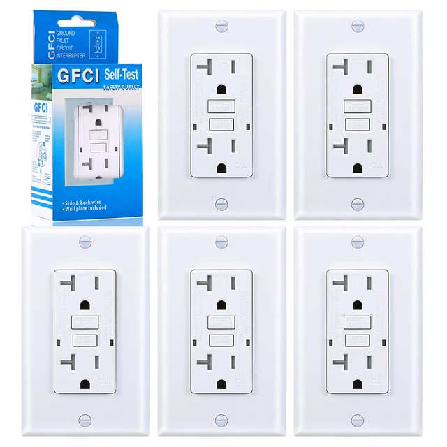 20 AMP GFCI Outlet, TamperResistant GFI Receptacle with LED Indicator