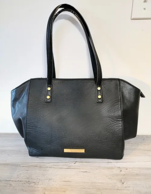 Anne Klein Large Tote Purse Black Faux Leather Vegan Shoulder Bag
