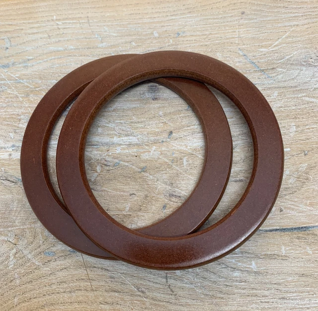 Round Wood Bag Handles, Pair of Dark Wood making bags Craft , Sewing BH16