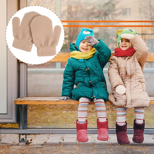 Guanti a maglia acrilica per bambini bambini pugni dita intere multicolore