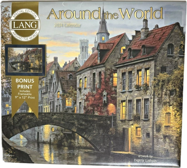 LANG AROUND THE World Wall Calendar 2025 With Bonus Frameable 9” x 12