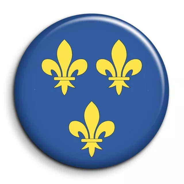 3 fleurs de lys royaliste Badge Epingle 38mm Button Pin