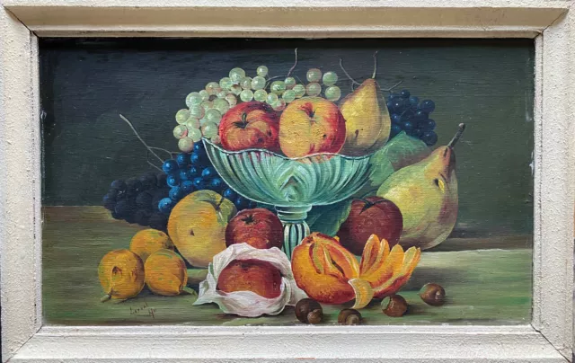 Tableau HSP "Nature morte aux fruits" signée Leyval début XX°