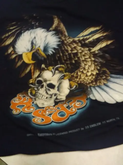 VINTAGE HARLEY DAVIDSON 3D EMBLEM T SHIRT -Eagle w/skull Easy Riders ...