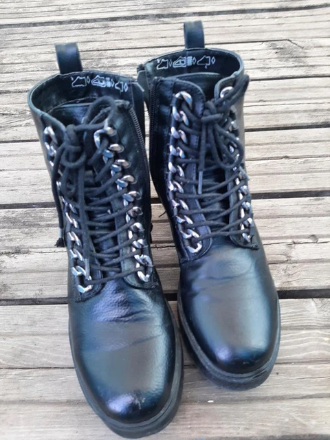 CLAUDIA GHIZZANI BLACK Chunky Ankle Boots Girls Size Uk 3.5 Eu36