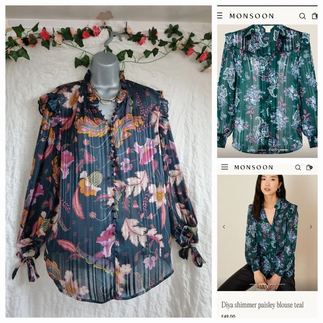 Camicia paisley Monsoon Diya taglia 16