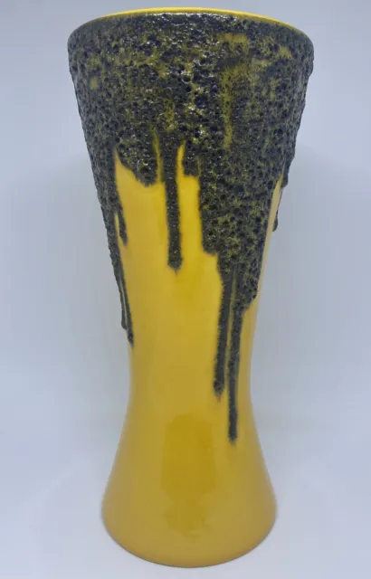 Vintage Retro Mid century West German Pottery Fohr Keramik Yellow Fat Lava Vase