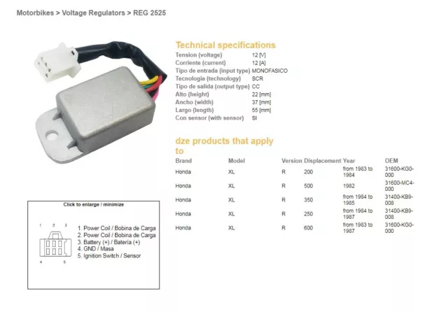 Dze Spannungsregler Honda Xl/350/500/600R (Esr670)