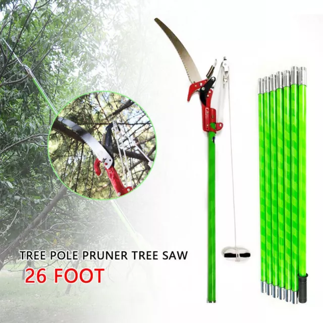 26 ft Extendable Tree Pruner Garden Tool Pole Saw Branch Long Reach Limb Cutter