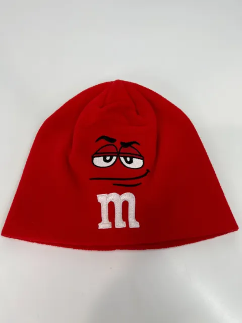 Red M&M's Chocolate beanie winter hat Mars unisex kids one size fits most