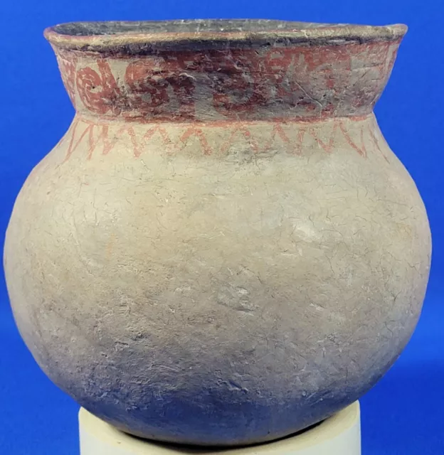Ancient Thai Ban Chiang Bichrome Terra Cotta Pottery Jar