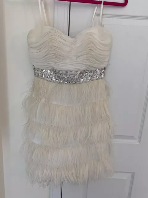 ARDEN B DRESS with bling and ostrich feathers short size 4 preowned 