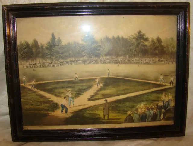 Antique Baseball Art Print American National Game of Base Ball Currier & Ives