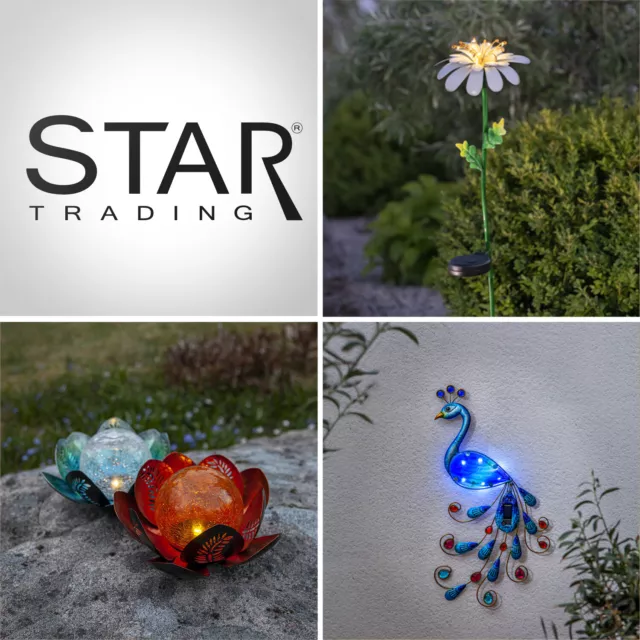STAR LED Solar Garten Außen Deko Dekoration Erdspieß Stab Licht Leuchte Metall