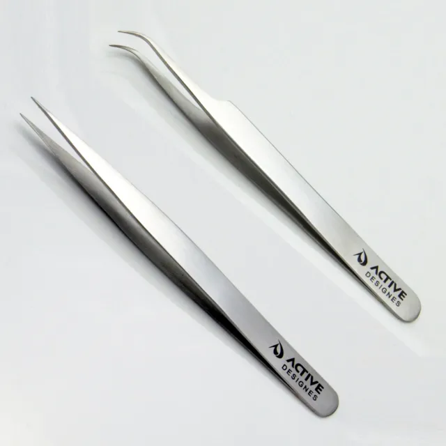 Professional Eyelash Extension Tweezers Pointed Curved Pointed Straight Satin
