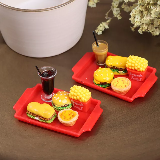 1 Set Cute Mini Hamburger Miniature Dollhouse Fast Food for Doll House Kitch GF