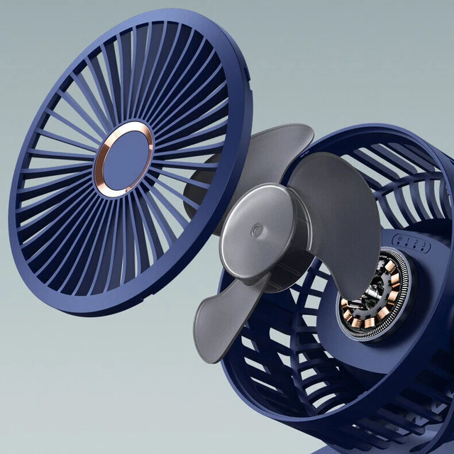 Blue Camping Fan for Tent Battery Powered Small Portable Clip-on Fishing Fans
