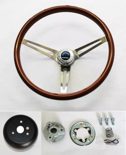 Dodge Dart Charger Coronet High Gloss Wood Steering Wheel 15" Stainless Spokes