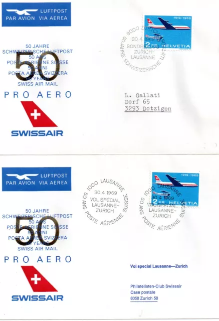 Schweiz Flugpost SF 69.4 Sonderflüge 50 Jahre Swissair