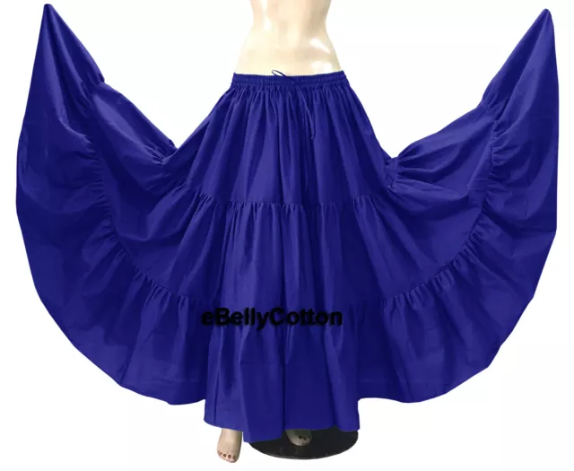 Royal Blue Skirt 10 Yard 3 Tiered maxi Cotton Gypsy Belly Dance Tribal Flamenco