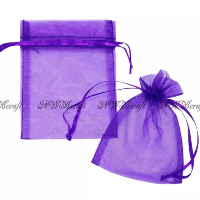 Purple Organza Gift Favour Bags Wedding Jewellery Drawstring Pouches