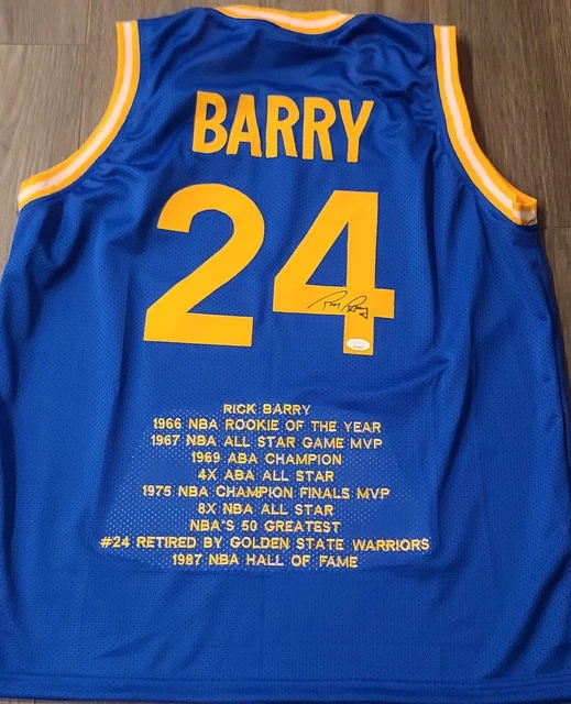Rick Barry Signed Golden State Warriors Highlight Stat Jersey JSA-WITNESSED COA Rick Barry Signed Golden State Warriors Highlight Stat Jersey JSA-WITNESSED COA