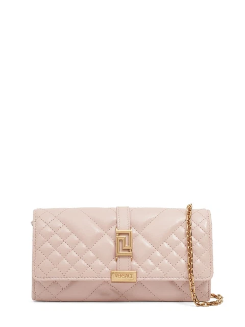 Versace Greca Goddess Mini Powder Pink/Gold Leather Shoulder Bag New SS24