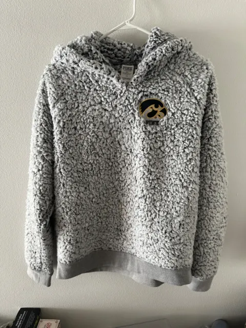 Iowa Hawkeyes PINK Victorias Secret Pullover Women's Large Sherpa Hoodie. SOFT