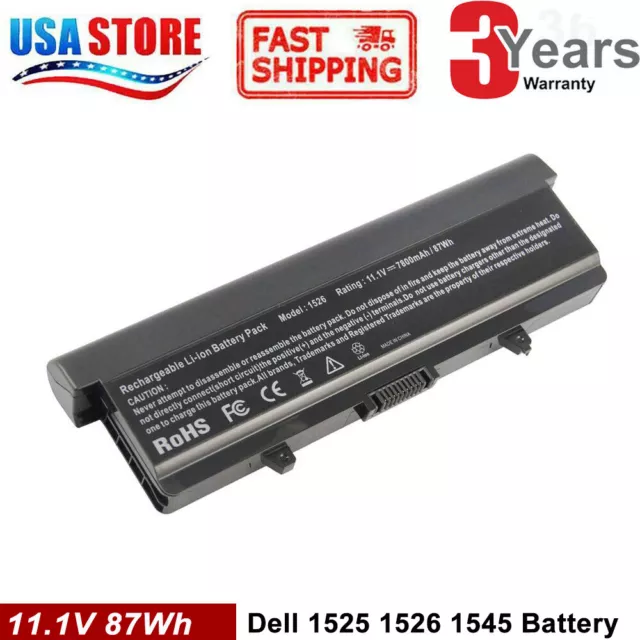 6/9 Cell Battery for Dell Inspiron 1525 1526 1440 1545 1546 1750 GW240 X284G