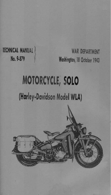Harley Davidson HD WLA TM9 879 - 1943  -  Service Manual Workshop  209pag - ENG