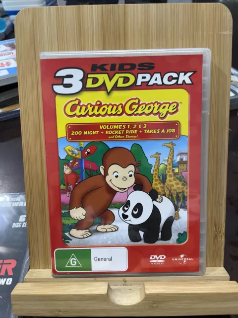 Curious George Kids 3 DVD Pack Zoo Night Rocket Ride Takes A Job Volume R4