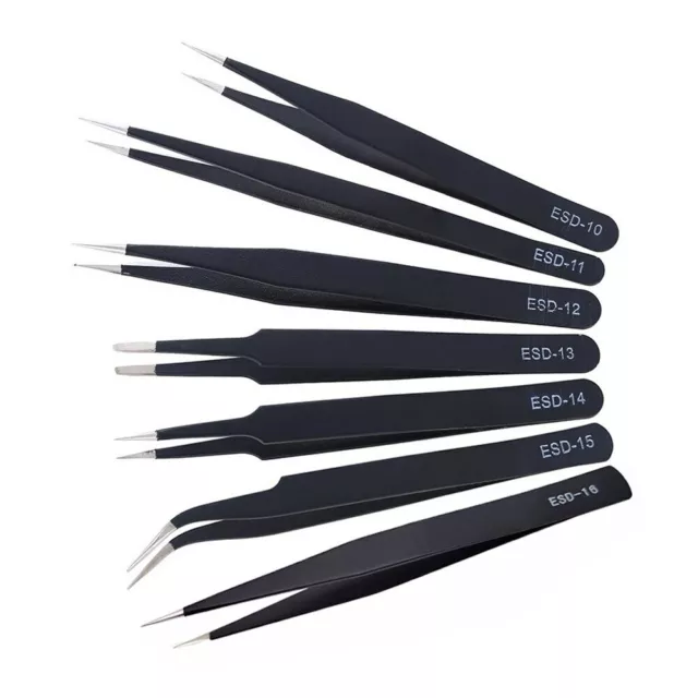 6Pcs Tweezers Industrial Precision Curved Straight Tweezers Repair Hand Tools