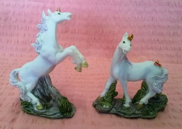 Unicorn Statuettes Fantasy Mythical Figurine Decorative Ornament-B (set of 2)