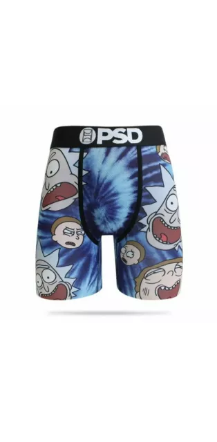 PSD Underwear Men's Boxer Briefs Rick & Morty Heads Tie Dye Size: L Black