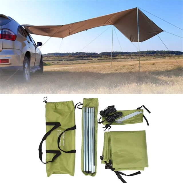 Green Car Shelter Shade Camping Side Car Roof Tent Awning Waterproof Portable