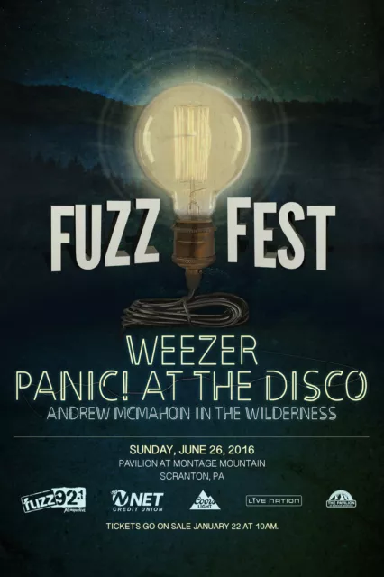 Weezer / Panic! At The Disco / Andrew Mcmahon 2016 Fuzzfest Concert Tour Poster