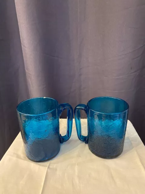 Paire De Mugs Ou Tasses En Verre Soufflé Biot Avec Anse