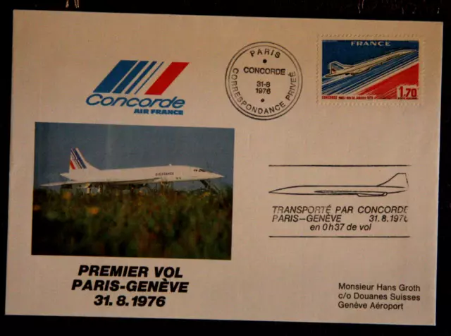 Erstflug Concorde Genf-Paris-Casablanca 1976 mit erklärender Broschüre (175-17)