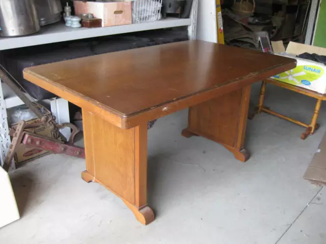 Vintage 1940s Timber Art Deco Dining Table