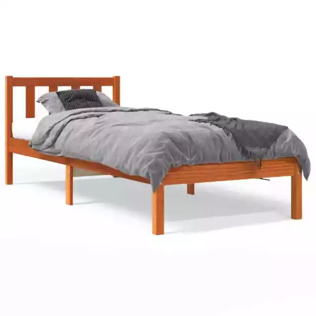 Estructura de cama madera maciza pino marrón cera 100x200 cm vidaXL