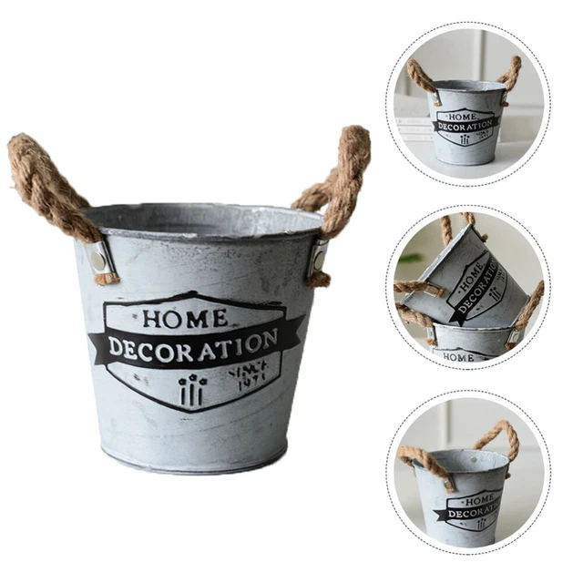 Rustic Flower Vase Iron Flower Pot Vintage Decor Makeup Brush