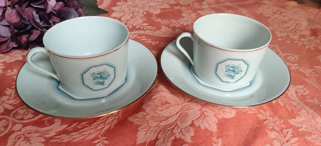 Lot de 2 tasses et soucoupes en porcelaine Limoges France