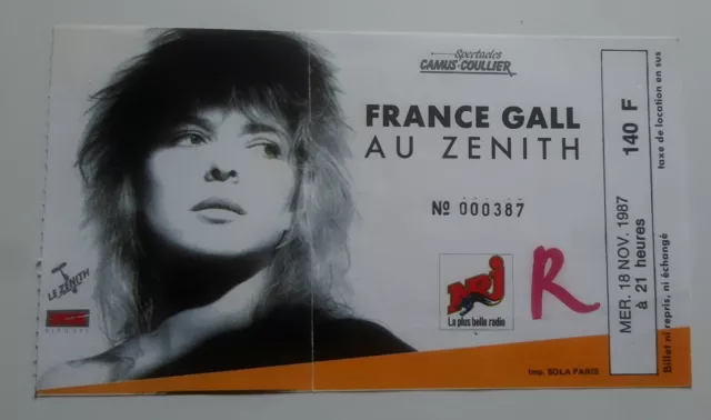 ticket billet used stub place concert FRANCE GALL 1987  PARIS