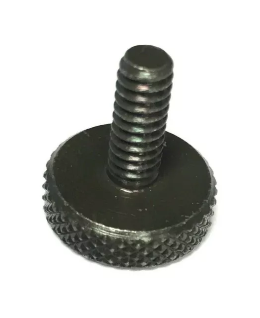 Two 10-24 x 1/2" Knurled Thumbscrews, Black, Steel, 5/8" Round Knob, Pkg. of 2