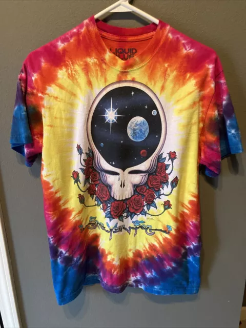 Vintage 1992 Grateful Dead Tie Dye Space Your Face T-Shirt Liquid Blue Sz M