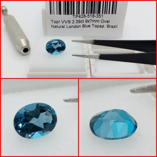 Topacio natural VVS Oval Azul London 2.39 Cts.