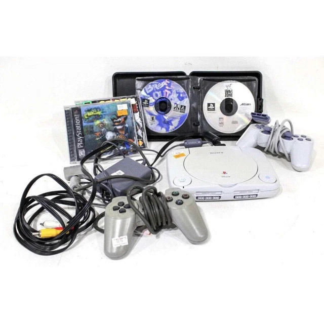 Lot PS One Playstation 1 Ps1 Console Crash Bandicoot WWE Controllers Wires
