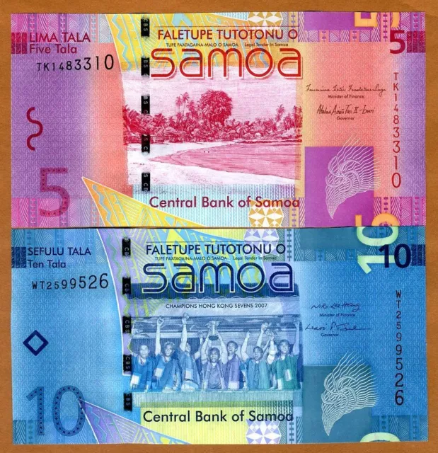 SET Western Samoa, 5;10 Tala, ND (2008-2012), P-38b-39, UNC