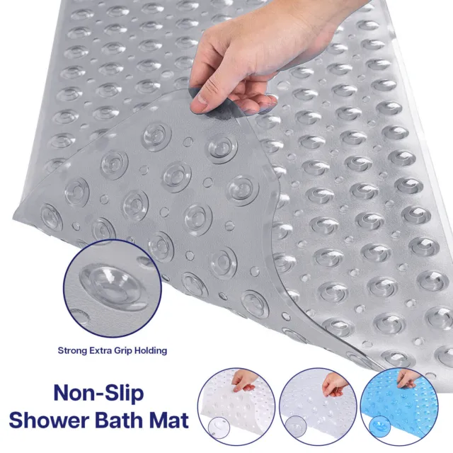 Non Slip Shower Mat Extra Large Bathtub Strong Suction Grip Anti-Mold Rubber Mat